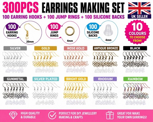 300pcs earring hooks jump - 300pcs,