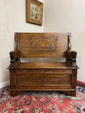 FABULOUS QUALITY CARVED OAK MONKS BENCH/SEAT CIRCA 1930