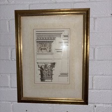 Architectural Drawings Of Columns In Colour Rare Beautiful Print Framed Griffin￼