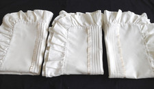 PUFFIN 3 x Vintage Cream Frilled Pillowcases with Pin Tucks & Satin Ribbon