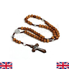 Wooden rosary necklace brown - necklace,