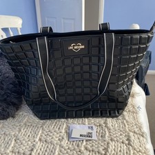 Love Moschino Quilted Tote Shoulder Bag Red Gold