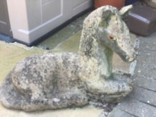 SOLID STONE GARDEN HORSE PONY FOAL PATIO AGED ORNAMENT DECOR STATUE