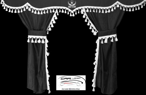 Truck curtains gray white