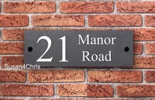 12”x4” Natural Slate House Sign Name Address Number Signs Engraved 12"x4”