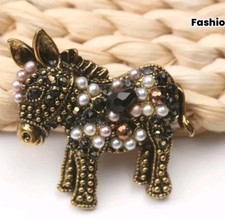 Donkey Brooch Gold Tone