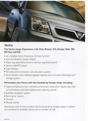 Vauxhall vectra showroom - vectra, c