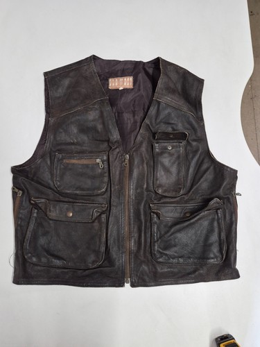 Vintage leather waistcoat - , 48"
