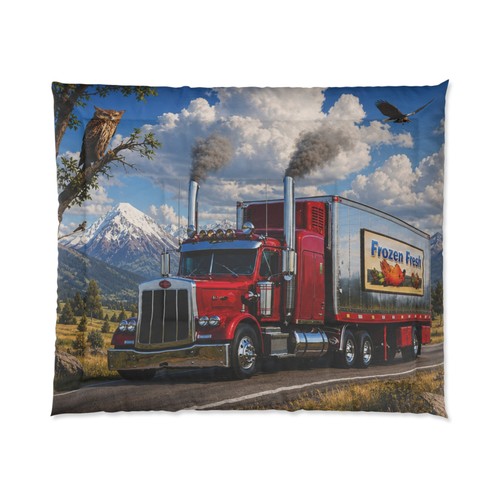 Red semi truck comforter - semi,