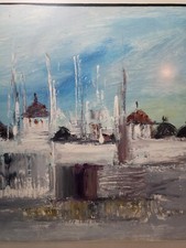 Vintage Painting Moorish Tunisian  Algerian Village Size 64x52cm Glazed Signed