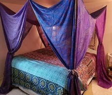 Purple Blue Vintage Saree Silk