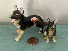 Vintage Bone China German Shepard Figurine Pair Mama Baby Dog Puppy CUTE!