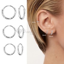 Hypoallergenic 925 Sterling Silver 6-10MM Ear Cartilage Huggie Hoop Earrings UK