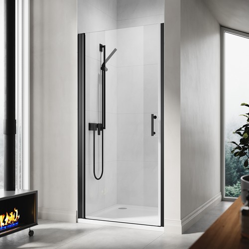 Black shower enclosure - black, and