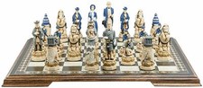 SAC  American Civil War Chess Set ,Hand Painted With Wooden Board UK made.