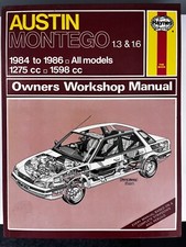 Haynes Workshop Manual No 1066 AUSTIN MONTEGO 1.3 & 1.6 1984-1992 Hardback