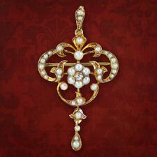 ANTIQUE VICTORIAN DIAMOND PEARL PENDANT 15CT GOLD