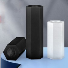 M2-M5 PLASTIC THREADED ROD BAR STUD HEXAGON HEX CONNECTOR NUT NYLON LONG NUTS 