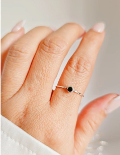 Black onyx gemstone ring - onyx,