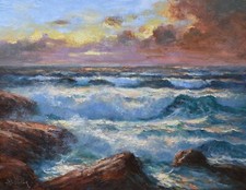 Superb Richard Blowey Original Oil Painting Seascape Cornwall Cornish Art