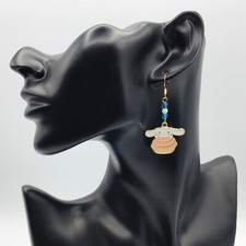 Cinnamoroll Earrings Bead Kawaii Anime Kitty Glass Beads 18k Gold Plated Hooks
