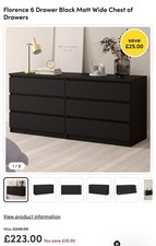 Black wide chest 6 drawers