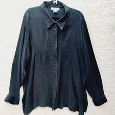 Blouse Button Up Silk Black