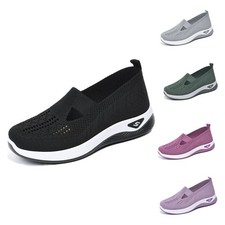 Women's Slip On Mesh Trainers Lightweight Comfort Walking Gym Sports Shoes UK