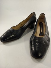 Peter Kaiser black court shoe size 6 leather + crocodile effect toe block heel 