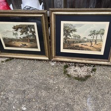 Pair of Mounted and framed PARTRIDGE SHOOTING Prints By Samuel Hewitt 