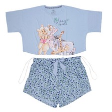 LADIES CHARACTER SHORT PYJAMAS EX UK STORE DISNEY CROP TOP & SHORTS PJ SET NEW
