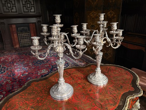 Pair large ornate - pair, silver