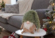Christmas Freestanding Sage Green Supersoft Gonk Nordic Gnome 28cm Gold Star