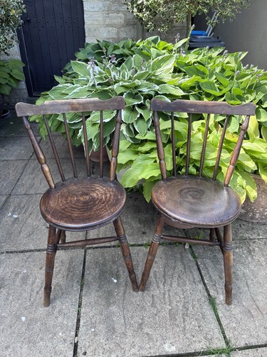 Edwardian oak penny chairs - edwardian,