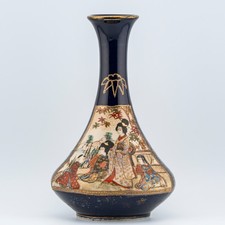 Antique Japanese Satsuma Porcelain Bottle Vase Gilt Meiji Period 19th Century