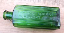 Green Ribbed Glass Poison Bottle Frank A Rogers Pharmacist Beaumont St  W1