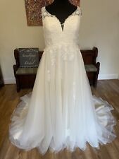 Island Bridal Champagne Blush Corset Lace Tulle Wedding Dress Gown Sz 18 20 22