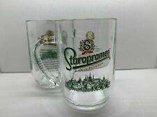2 x Staropramen Beer Pint Glasses Nucleated Tankard Brand New