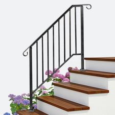 Outdoor Handrail for Stairs, 3 Steps Handrails for Outdoor Steps, Galvanized,
