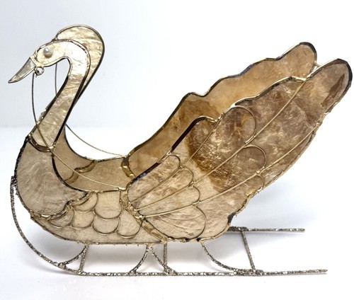 Vintage capiz shell swan - vintage,