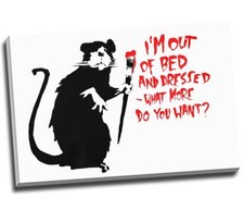 Banksy Graffiti Art Canvas Print Rat Out of Bed Canvas Print Wall Art 30x20" A1