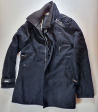 Superdry Men's Coat Jermyn Street Pea Jacket Navy Size L Wool Blend