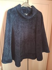Cozee Home Teddy Bear Fleece Poncho. Navy Blue. Size 2XL