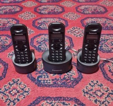 Panasonic KX-TG1311E Cordless Phone 3X Handsets - Black, Cables Included
