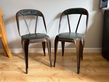 Pair of vintage 1930s Evertaut metal stacking chairs