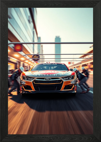 Nascar stock car pit - stock, framed