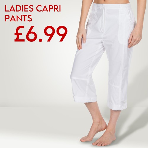Ladies womens white capri - ladies,