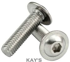 M10 (10mmØ) FLANGED BUTTON HEAD SCREWS ALLEN KEY SOCKET BOLTS A2 STAINLESS STEEL