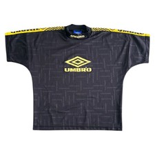 Vintage Umbro Template Football Shirt 90s Retro Short Sleeve Black Mens Medium