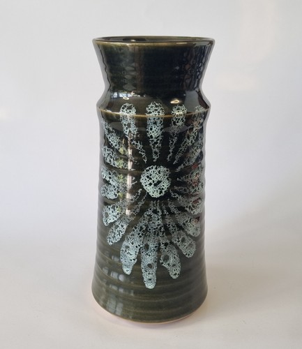 Vintage lotus pottery vase - vintage,